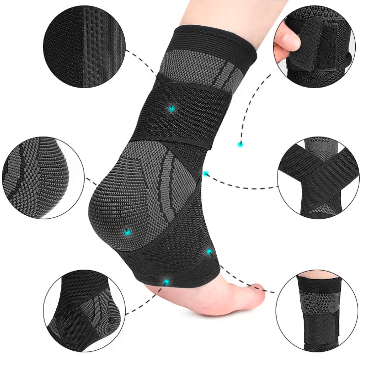 Fotledsstöd med kompression, spännrem