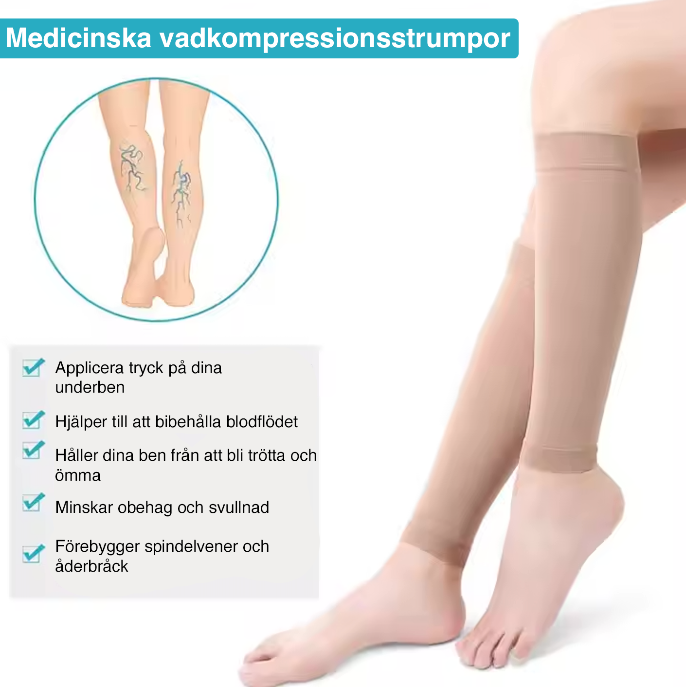 Ortopediska Stödstrumpor – Mjuka och högelastiska för Vader