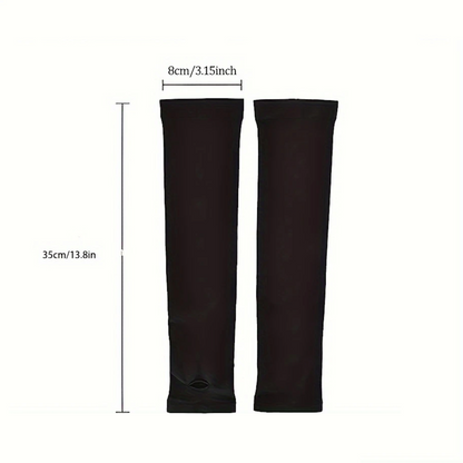 Svarta kompressionsärmar visade med måttangivelse 35 cm längd