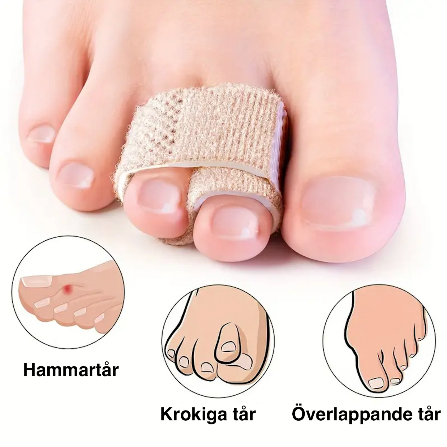 5 st Återanvändbara Tåstöd & Fingerband för Ruptur