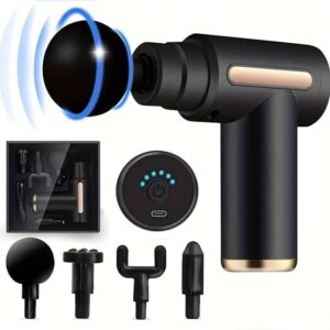 Professionell mini massagepistol med flera massagehuvuden för muskelavslappning