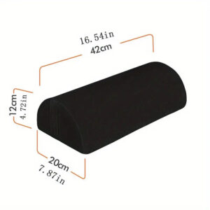 Ergonomisk fotstödskudde i minnesskum med tydligt markerade mått.