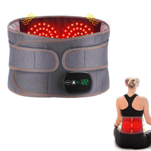 Trådlöst värmebälte med rödljusterapi runt midja och ländrygg