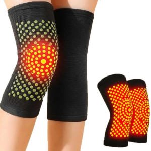 Självuppvärmande knäskydd som ger värme och stöd runt knät